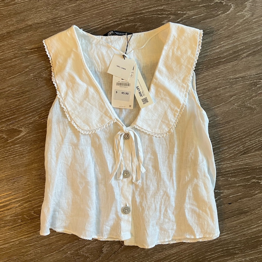 Zara Talla Linen Blouse- Never Worn